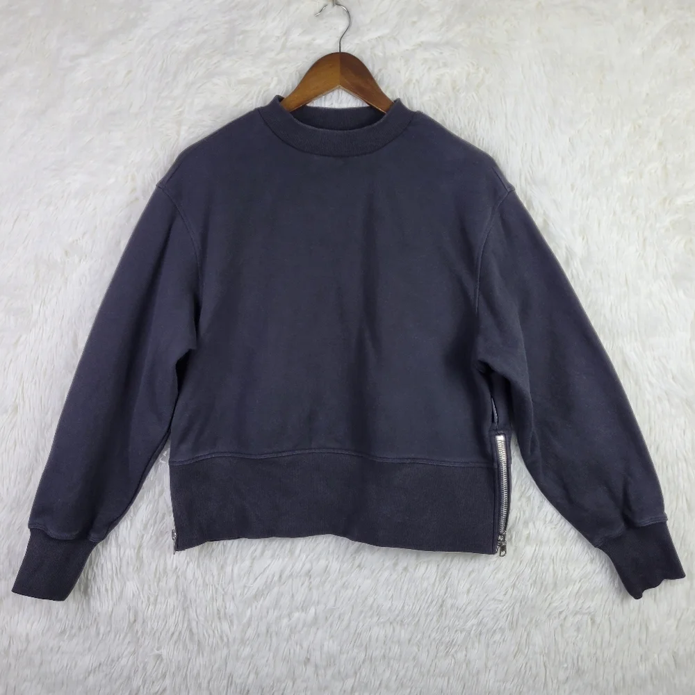 Varley Sweater Womens M Black Peached‎ Sweat Cotton Blend Ribbed Pullover